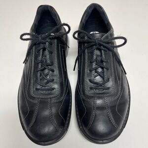 ECCO Mens Black Leather Walking Shoes Shock Point Lace Up EU 43 US 9-9.5